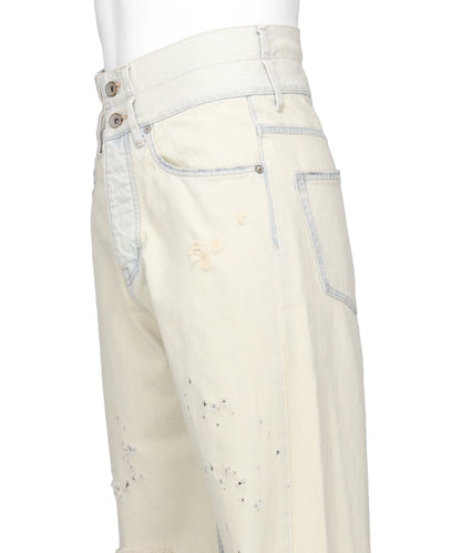 "ICE WASH" W-VELT SUPER DAMAGE ST DENIM