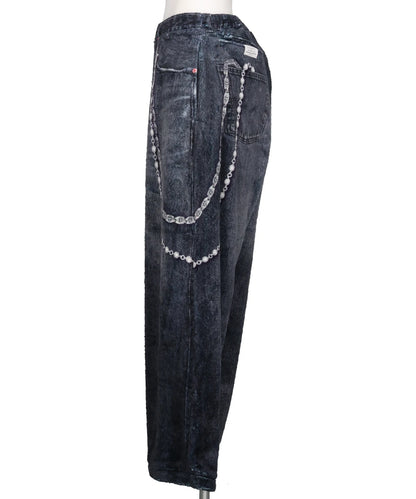 FLEECE DENIM PRINT WIDE PANTS