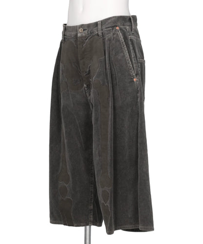 BONE APPLIQUE CORDUROY CROPPED PANTS
