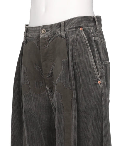BONE APPLIQUE CORDUROY CROPPED PANTS
