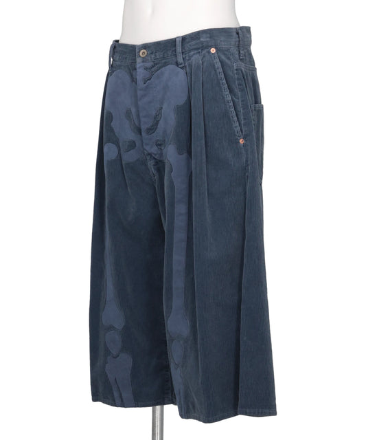 BONE APPLIQUE CORDUROY CROPPED PANTS