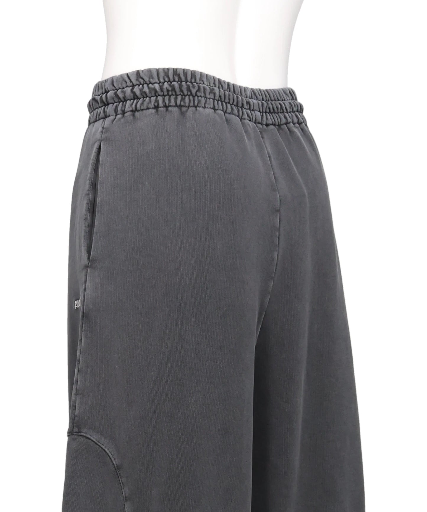 SMOCKED TRACK PANTS WASHED BLACK