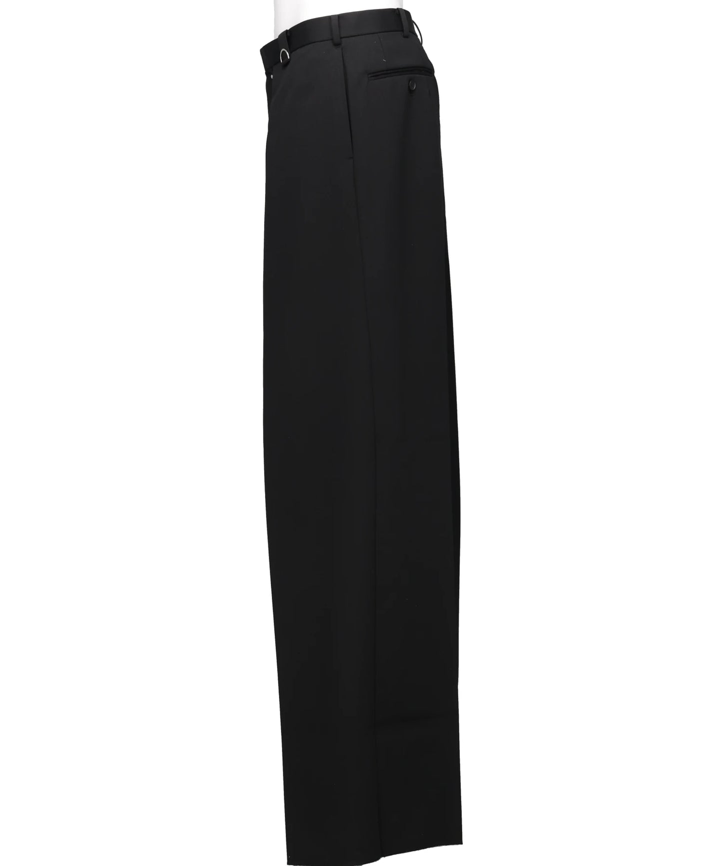 WOOL GABARDINE TUCKED WIDE TROUSERS