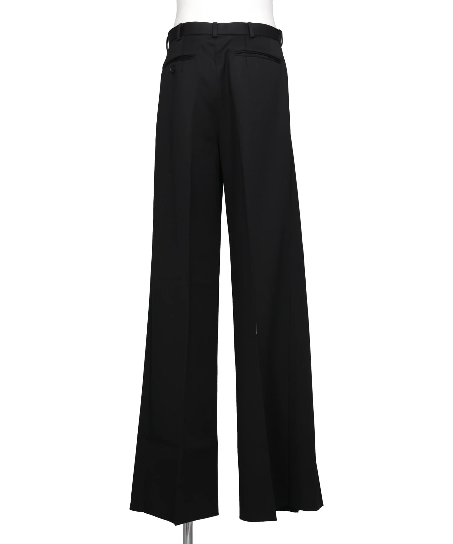 WOOL GABARDINE TUCKED WIDE TROUSERS