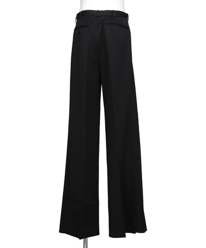 WOOL GABARDINE TUCKED WIDE TROUSERS
