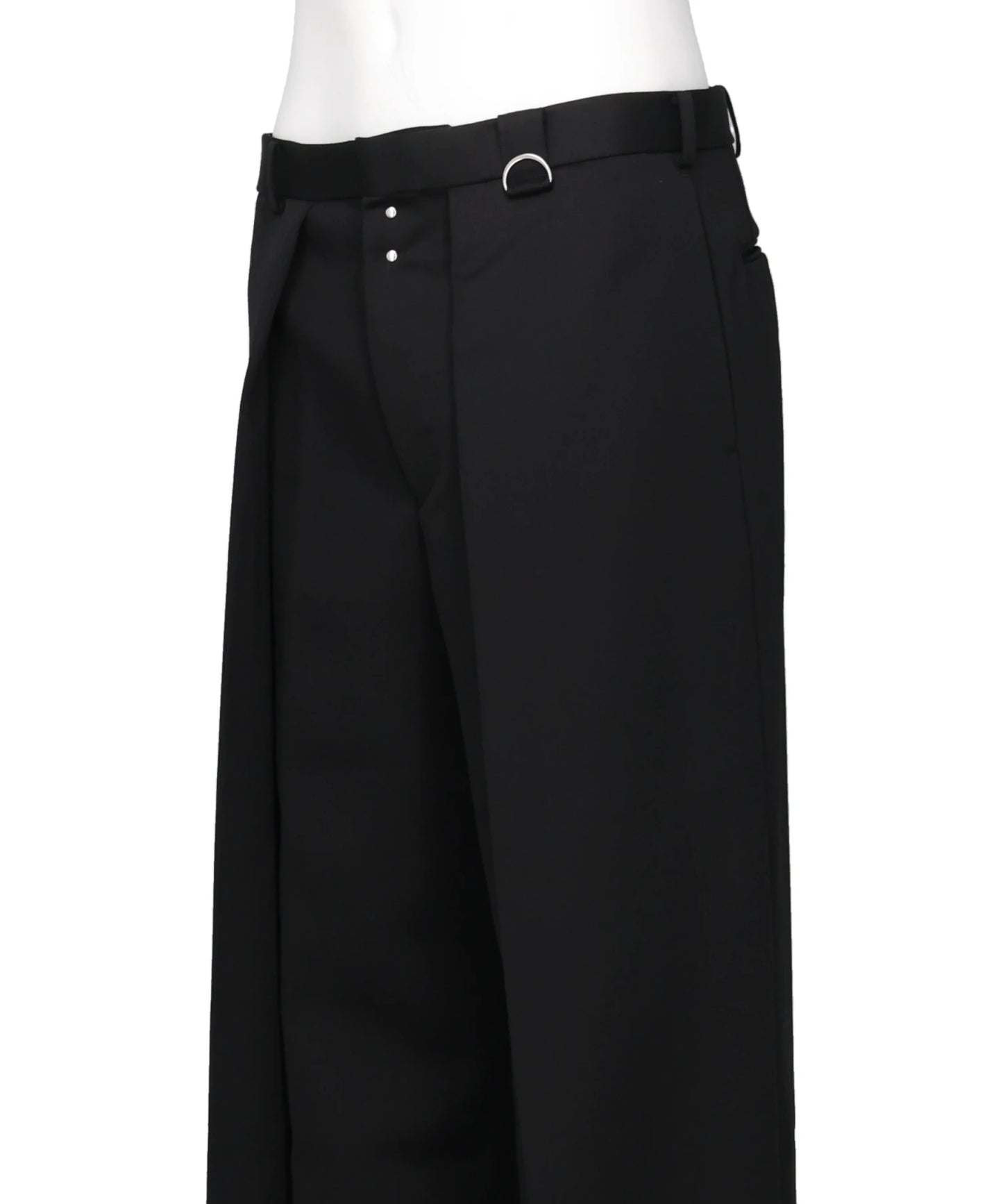 WOOL GABARDINE TUCKED WIDE TROUSERS