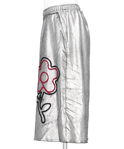 FLOWER CORD EMBROIDERY VELOUR SHORT PANTS