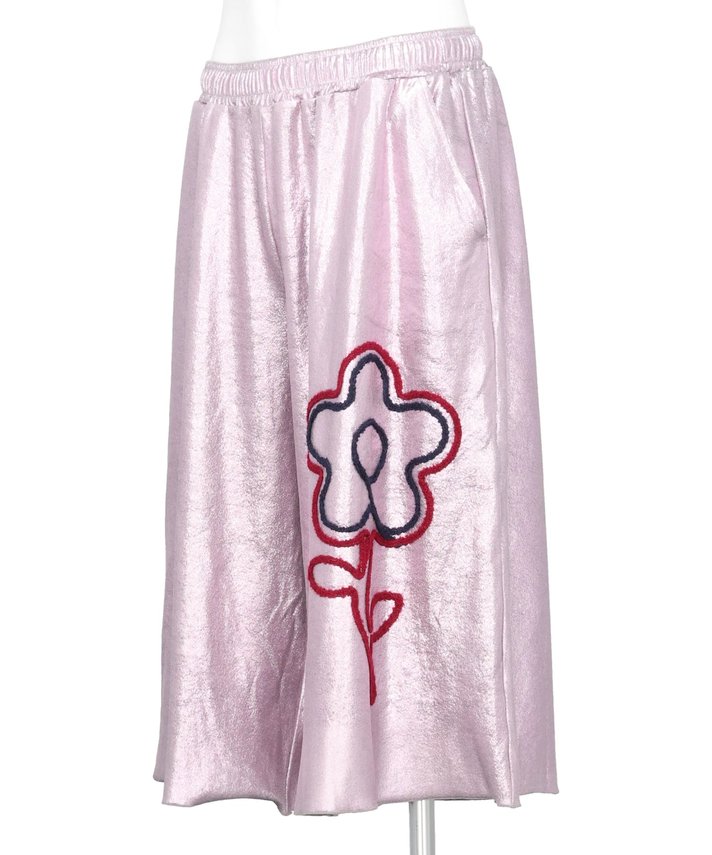 FLOWER CORD EMBROIDERY VELOUR SHORT PANTS