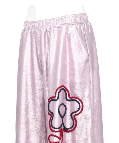 FLOWER CORD EMBROIDERY VELOUR SHORT PANTS