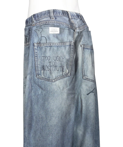 PRINT DENIM WIDE PT