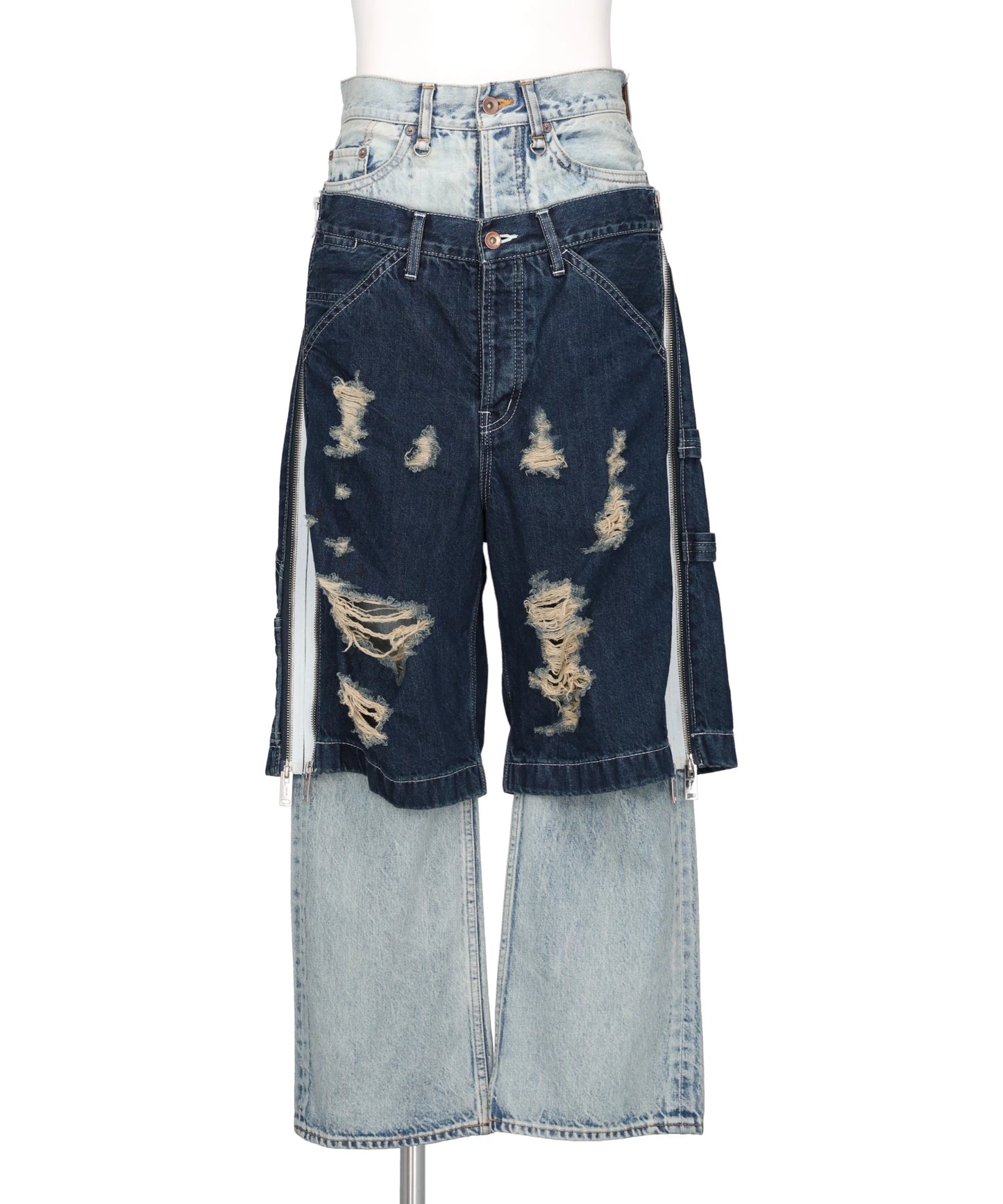 TWO-IN-ONE DENIM PANTS