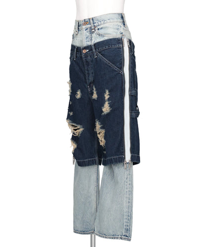 TWO-IN-ONE DENIM PANTS