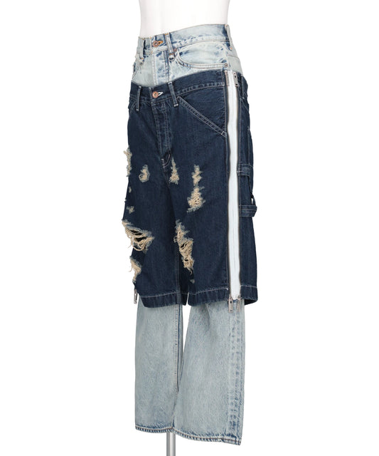 TWO-IN-ONE DENIM PANTS