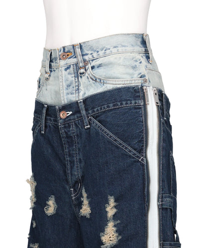 TWO-IN-ONE DENIM PANTS