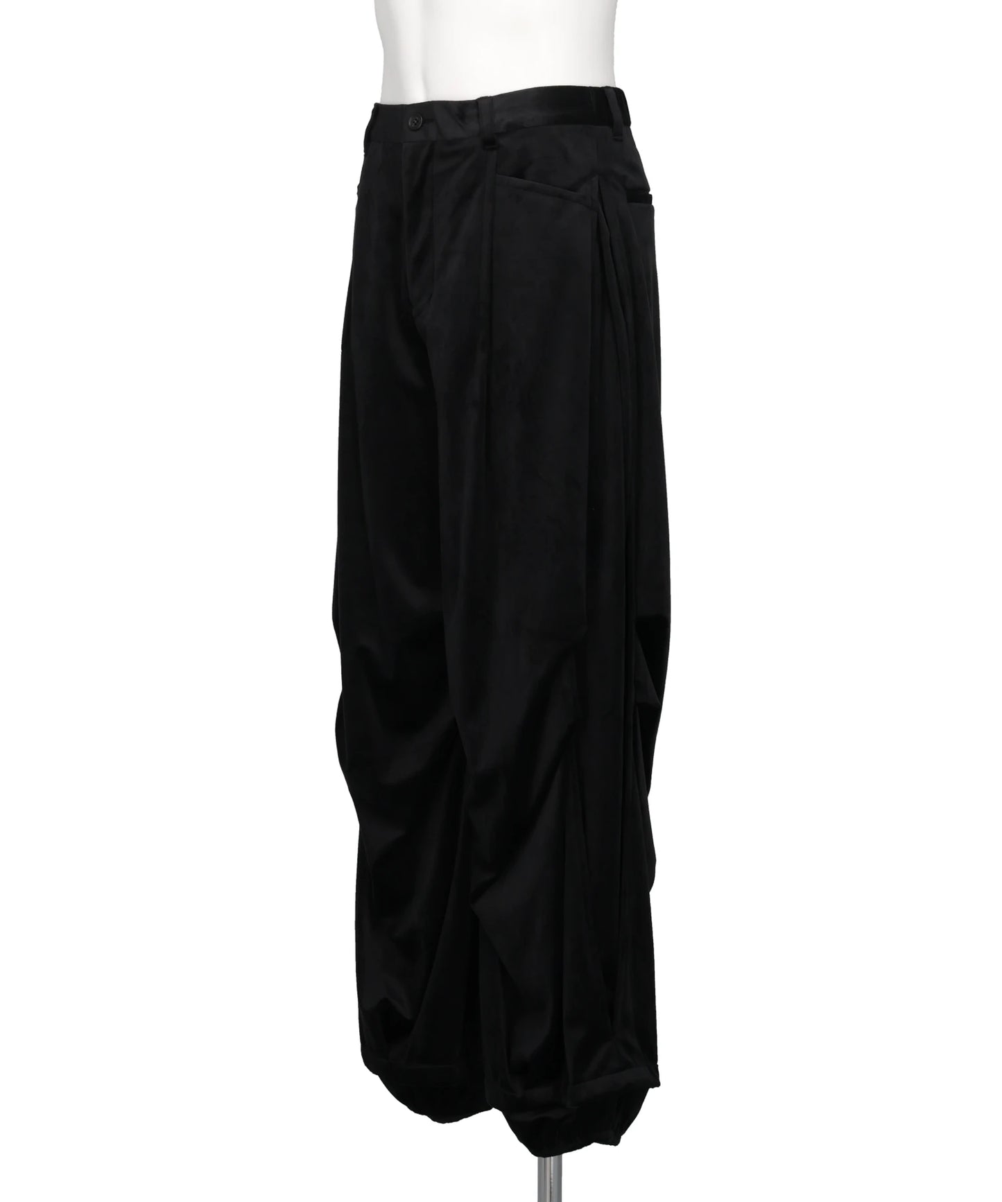DRAPED VELVET TUCK PANTS