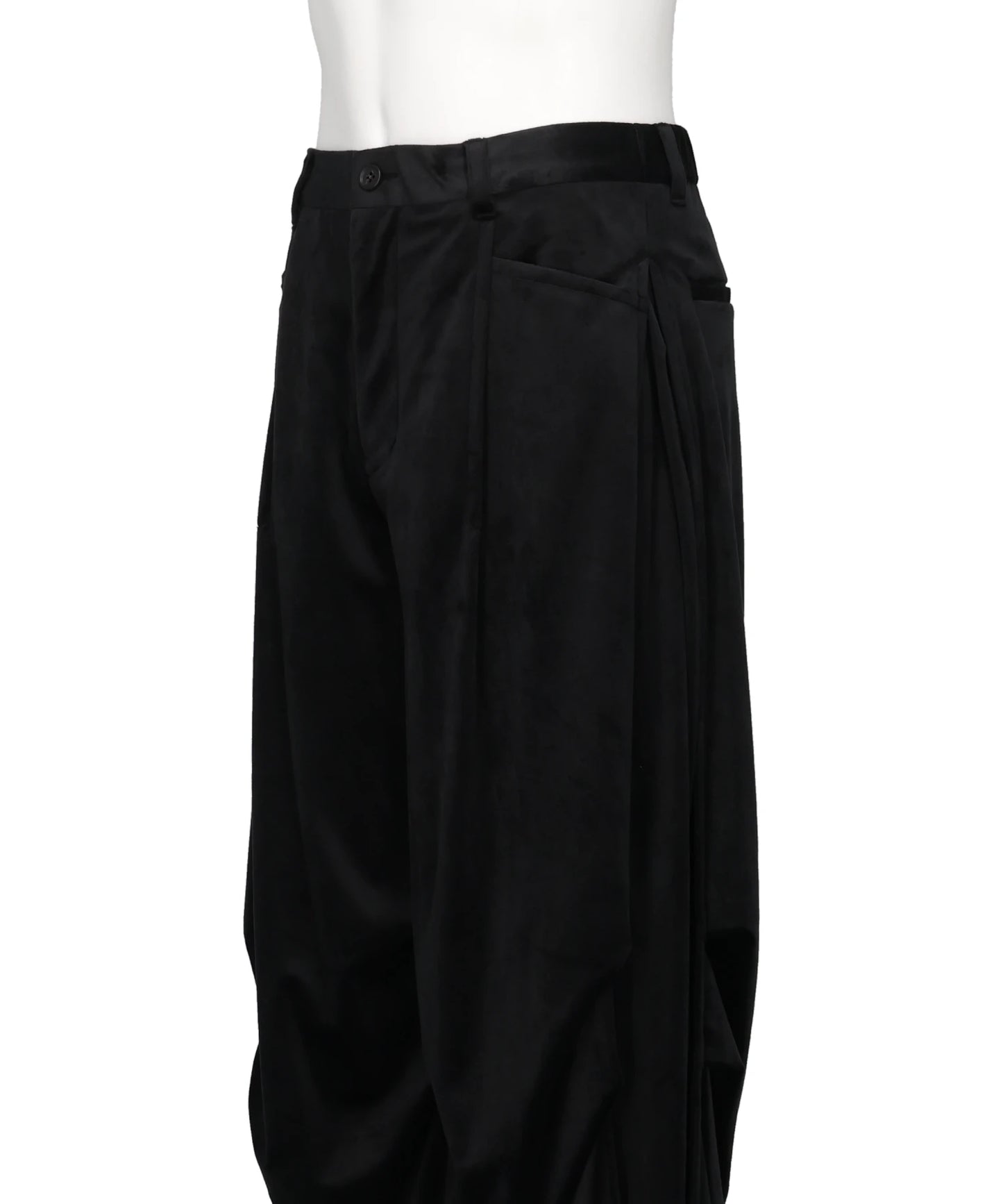 DRAPED VELVET TUCK PANTS