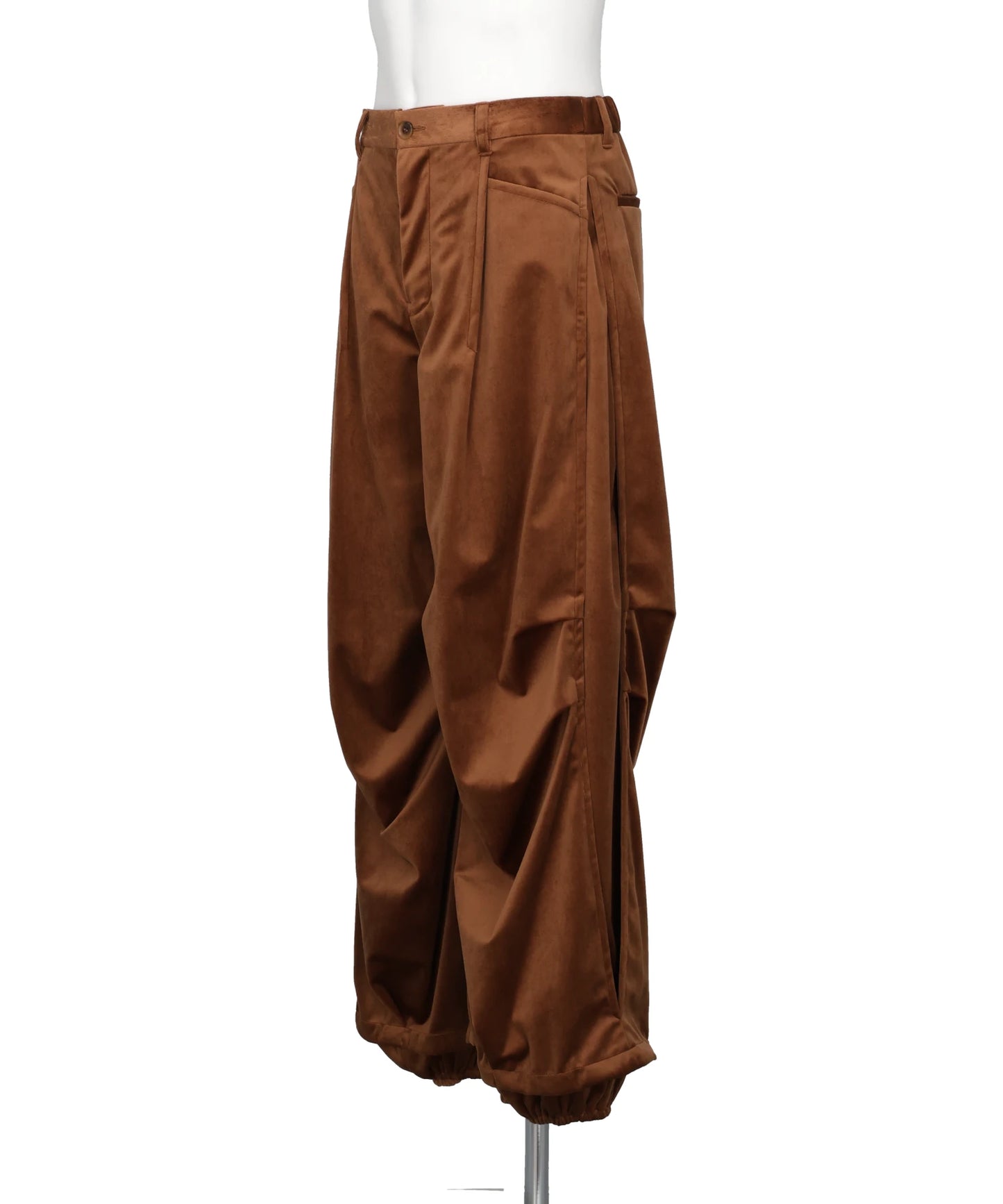 DRAPED VELVET TUCK PANTS