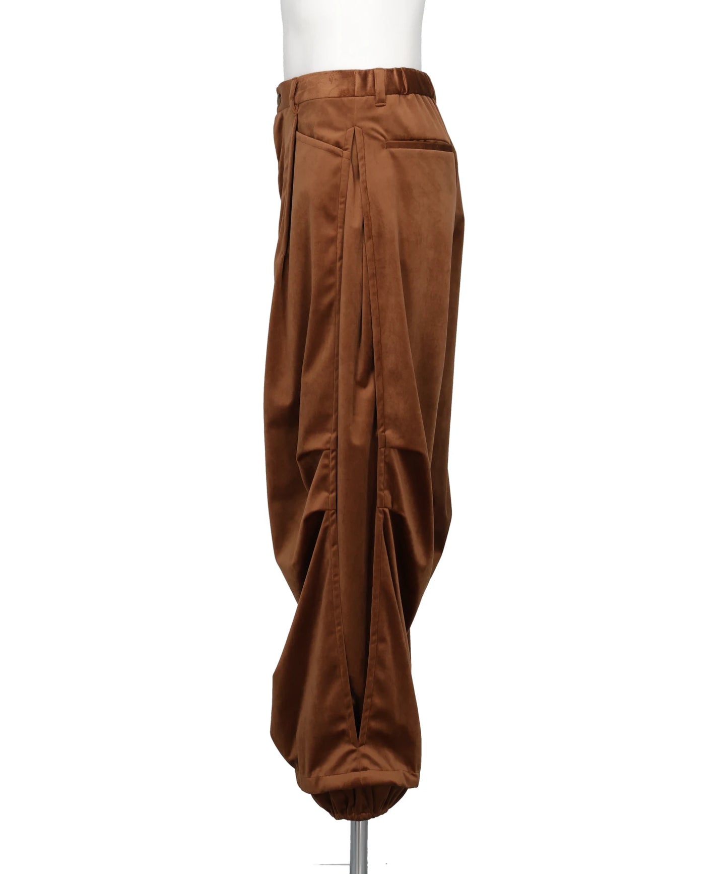 DRAPED VELVET TUCK PANTS