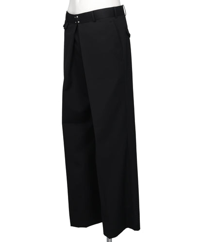 WOOL GABARDINE FOLDED WIDE TROUSERS