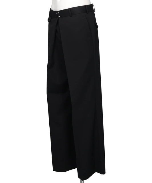 WOOL GABARDINE FOLDED WIDE TROUSERS