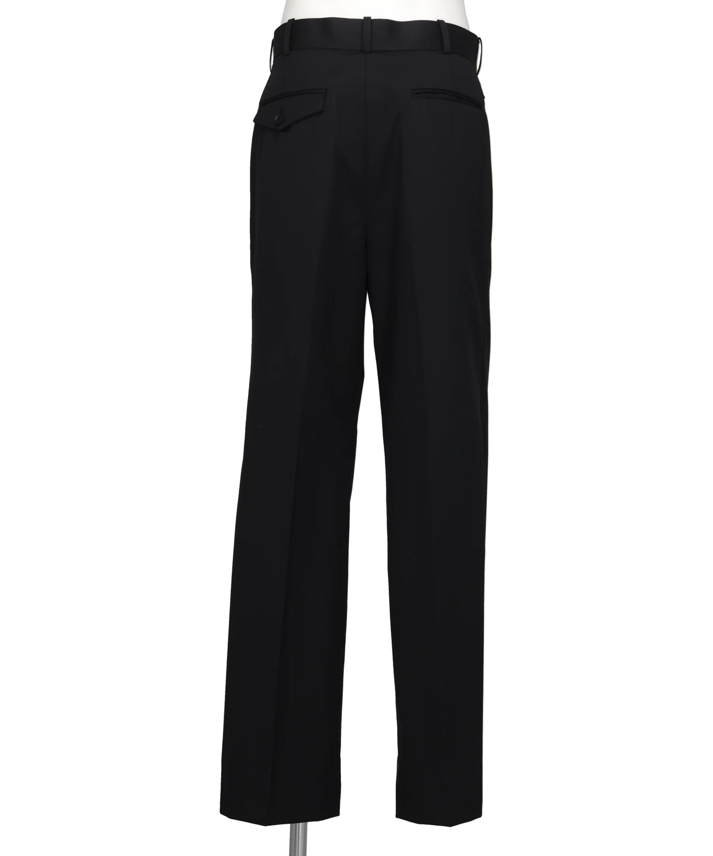 WOOL GABARDINE FOLDED WIDE TROUSERS