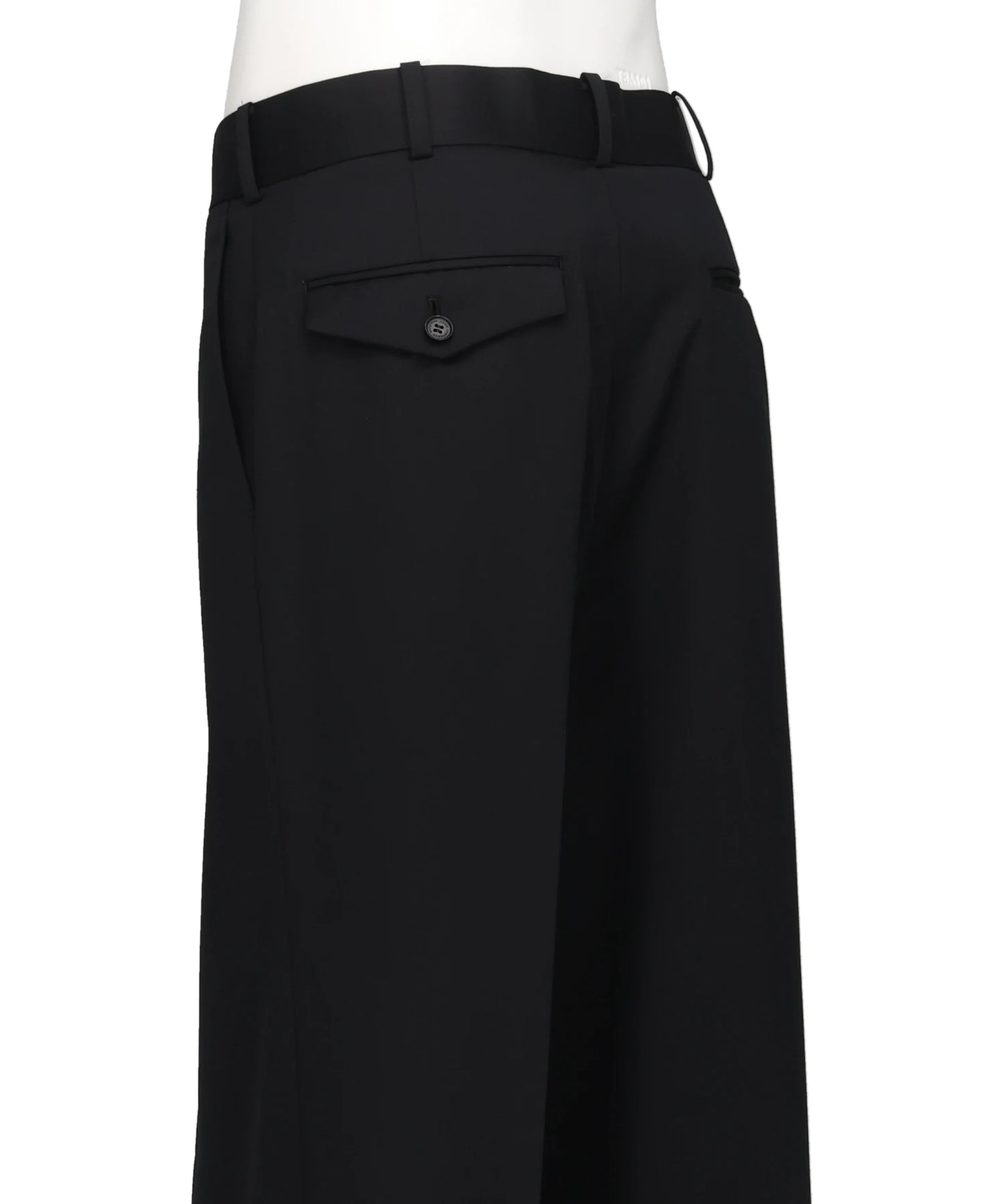WOOL GABARDINE FOLDED WIDE TROUSERS