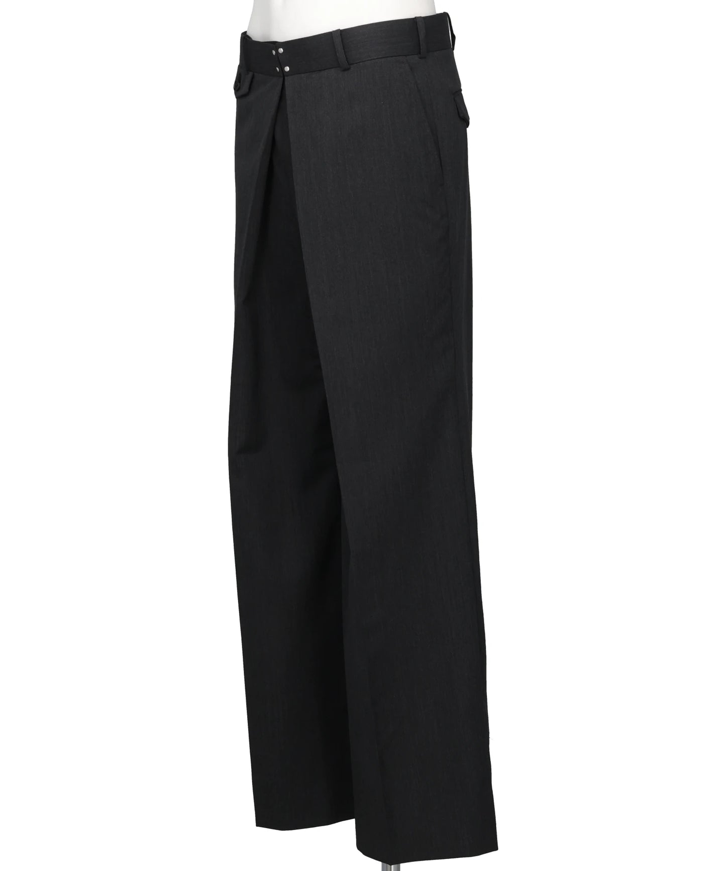 WOOL GABARDINE FOLDED WIDE TROUSERS