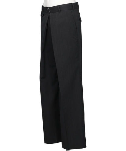 WOOL GABARDINE FOLDED WIDE TROUSERS