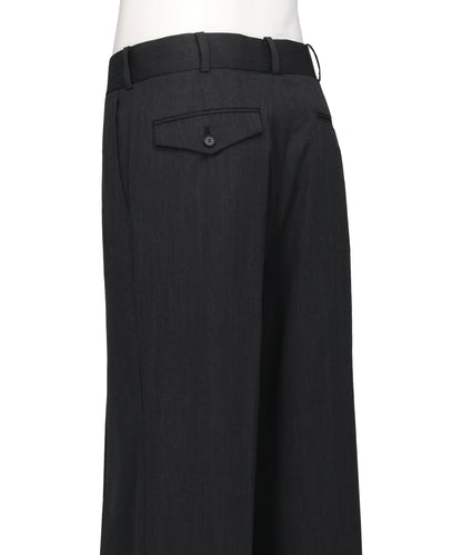 WOOL GABARDINE FOLDED WIDE TROUSERS