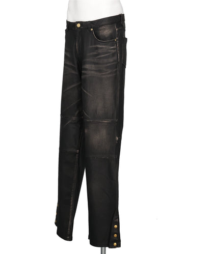 DISTRESSED LEATHER PANTS