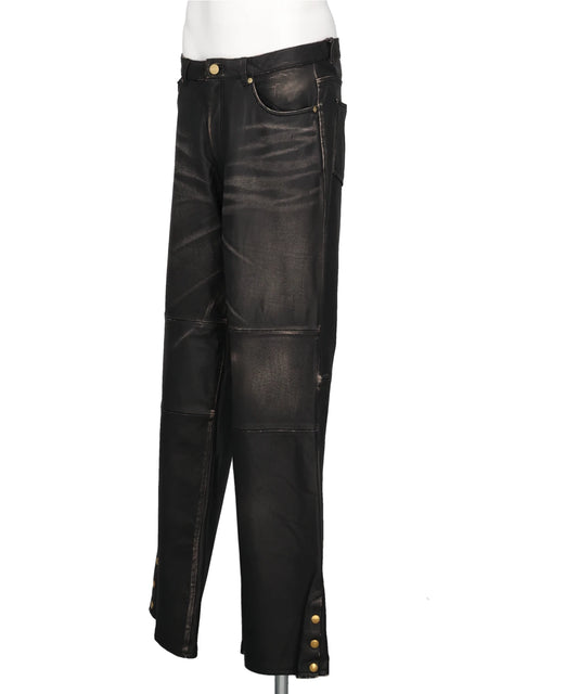 DISTRESSED LEATHER PANTS