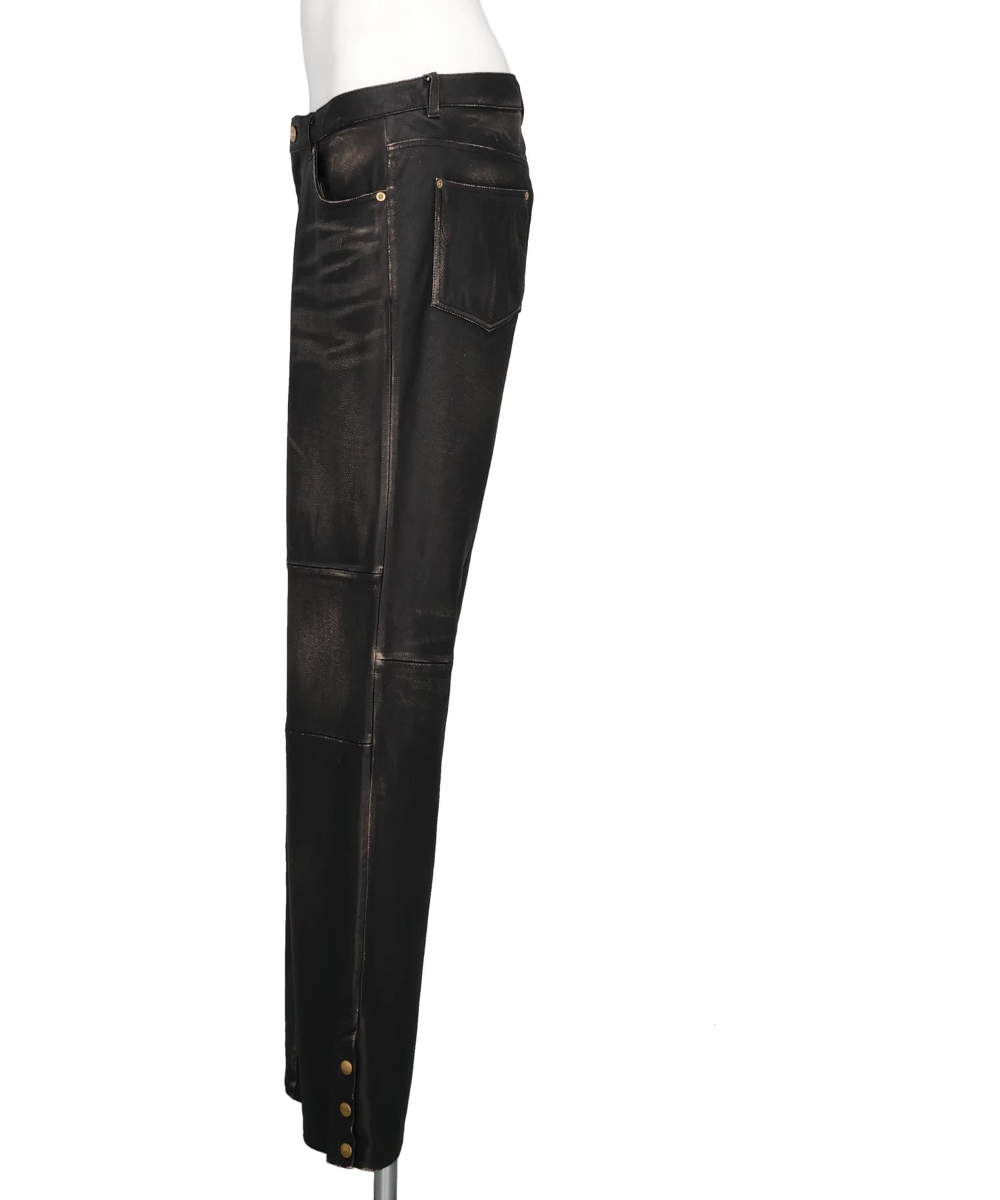 DISTRESSED LEATHER PANTS
