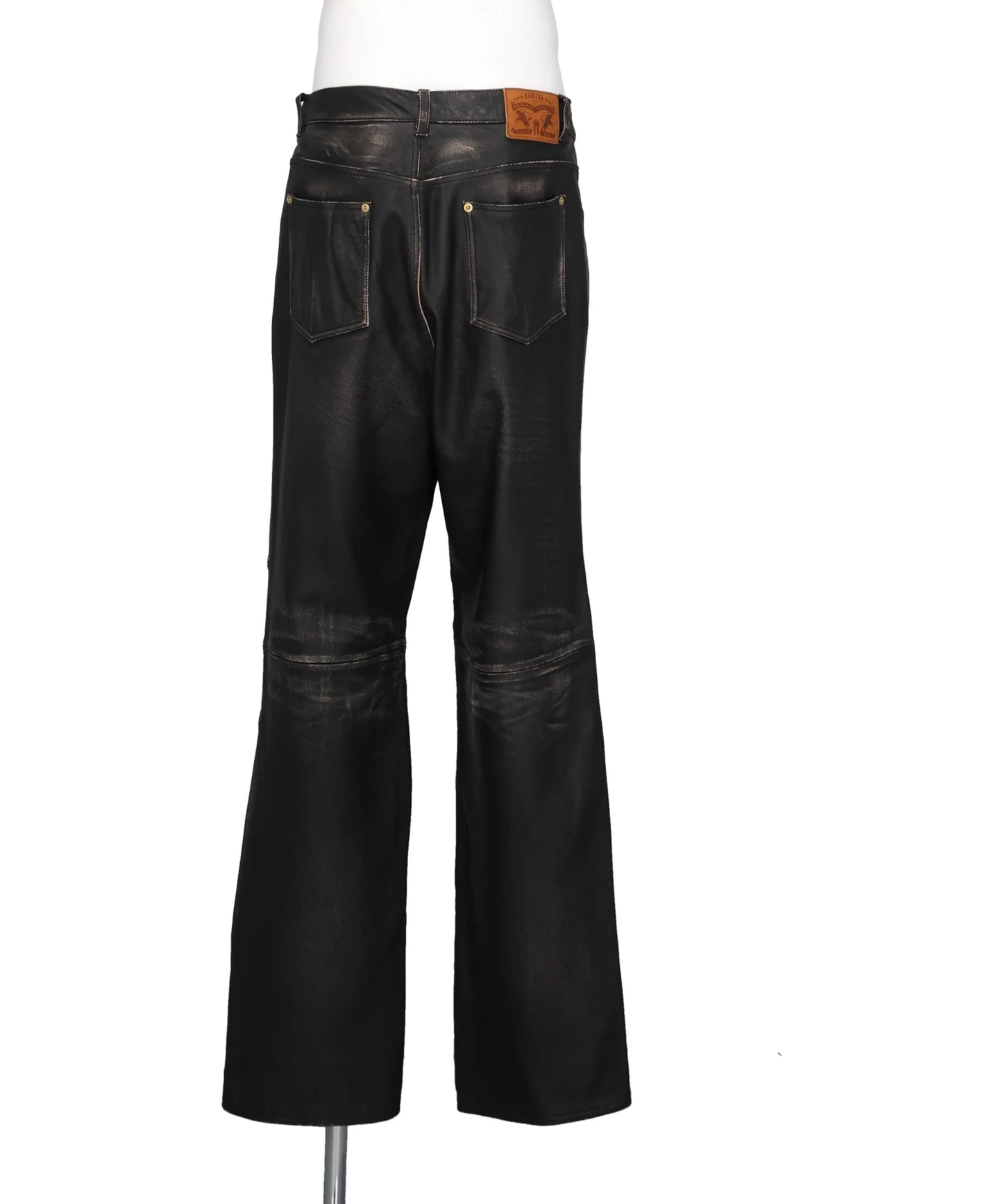 DISTRESSED LEATHER PANTS