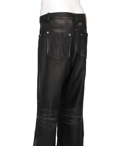 DISTRESSED LEATHER PANTS