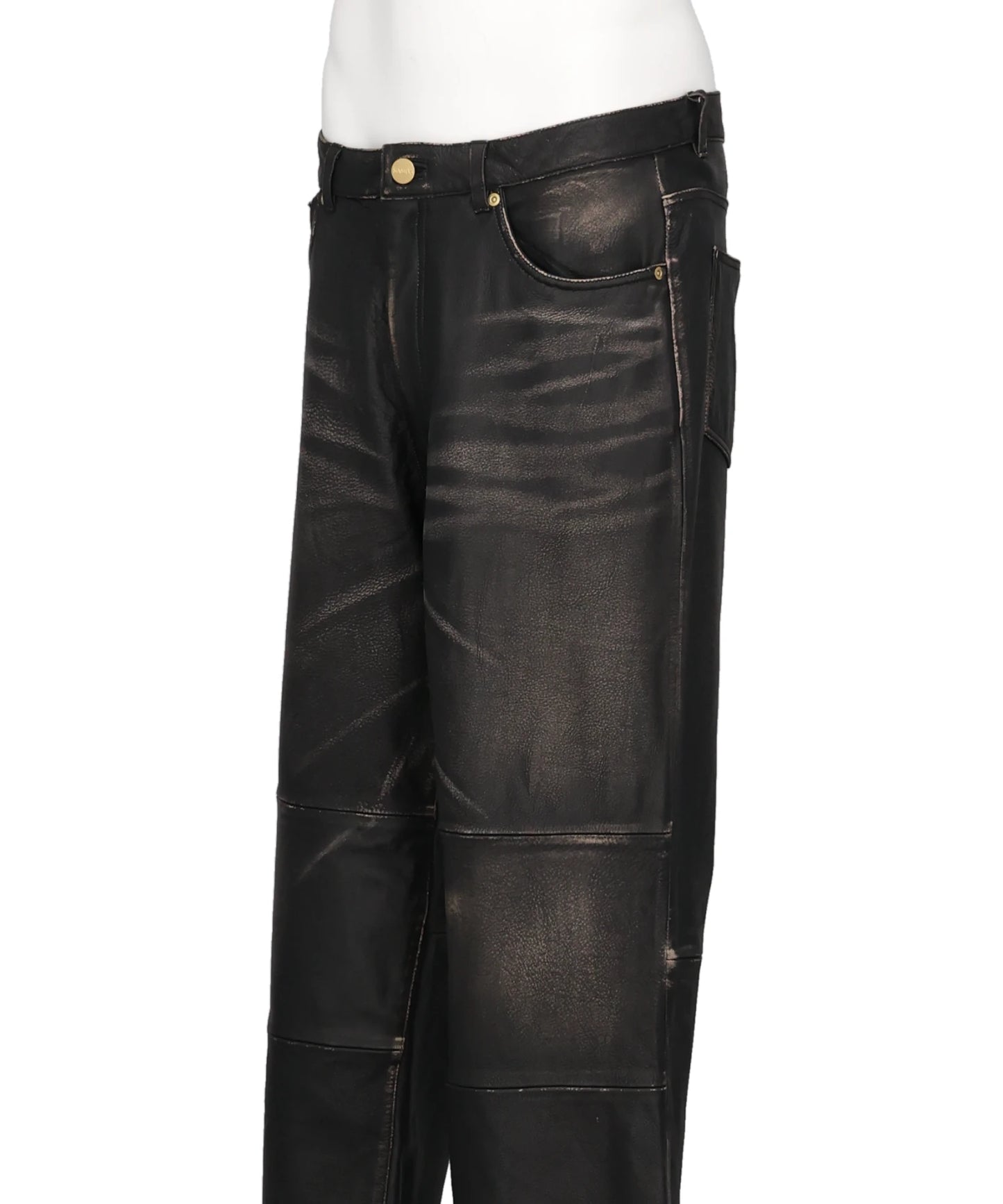 DISTRESSED LEATHER PANTS