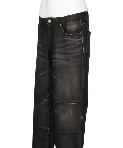 DISTRESSED LEATHER PANTS