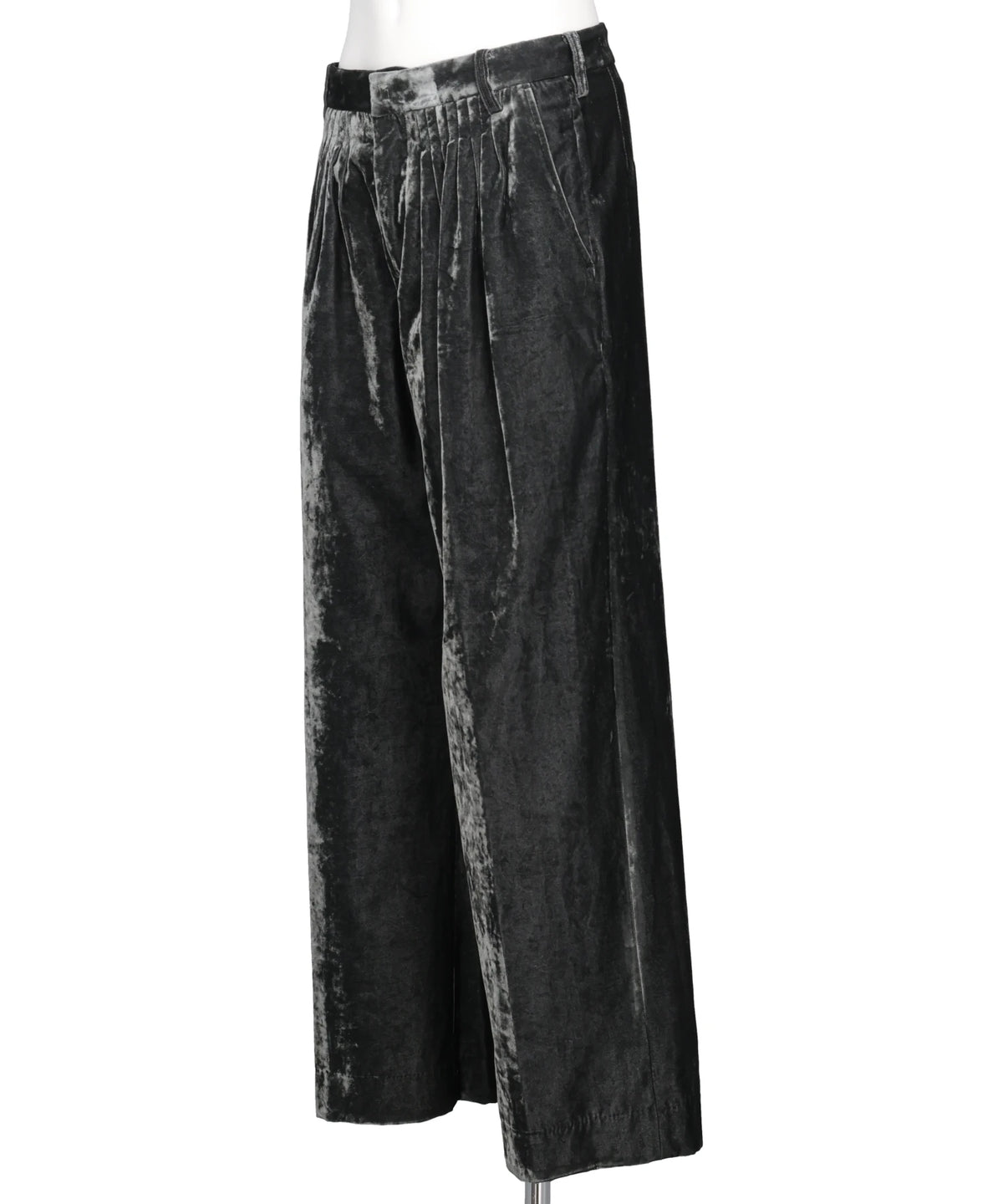 VELVET ACCORDION WIDE TROUSERS
