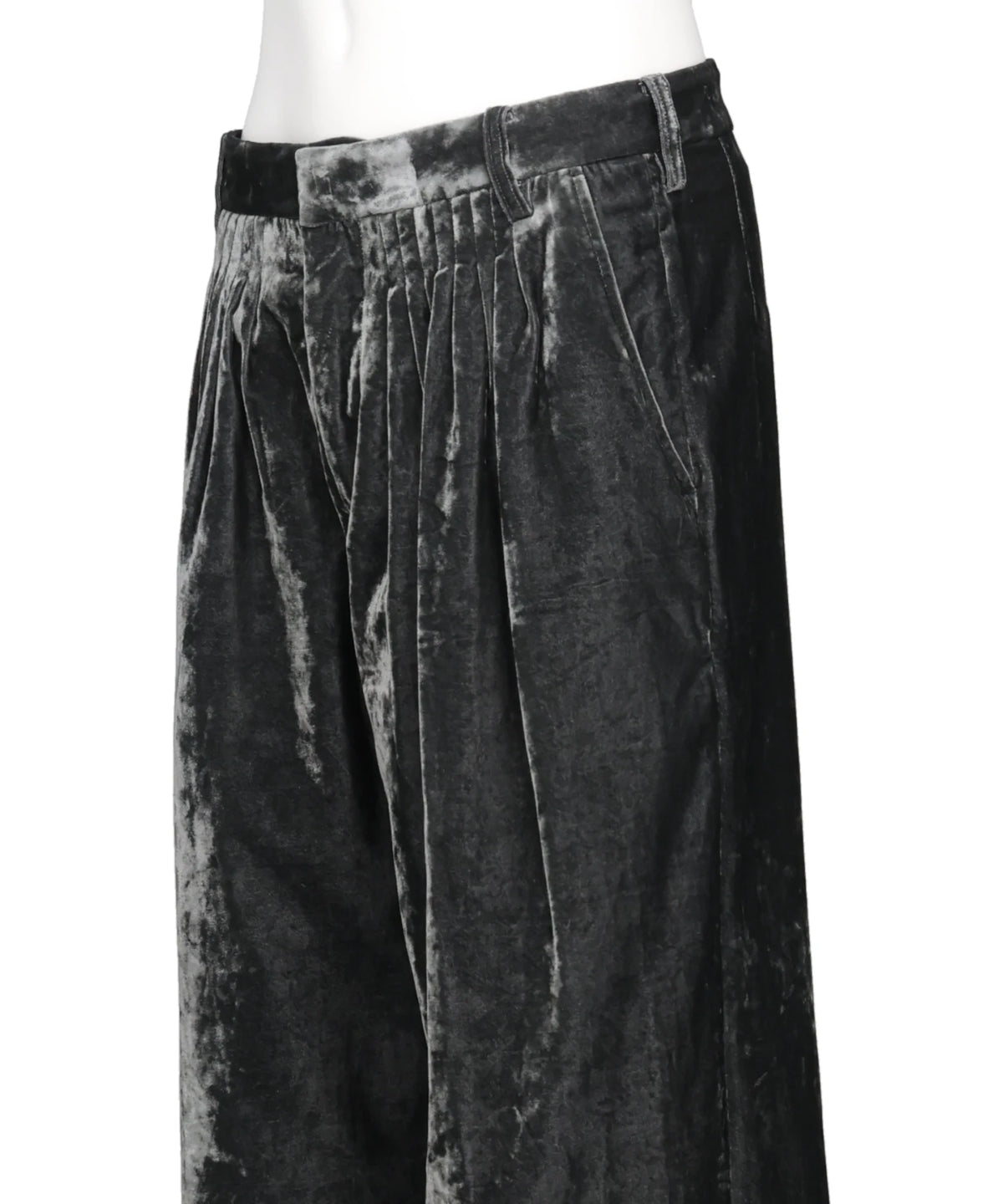 VELVET ACCORDION WIDE TROUSERS