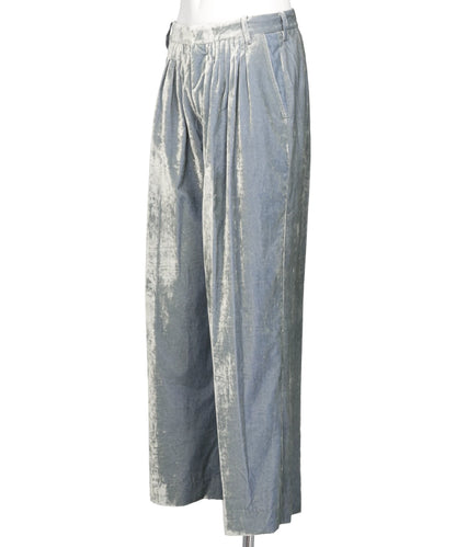 VELVET ACCORDION WIDE TROUSERS