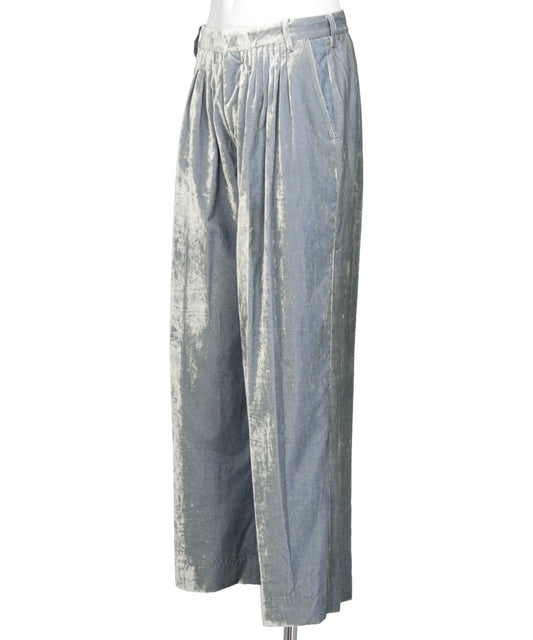 VELVET ACCORDION WIDE TROUSERS
