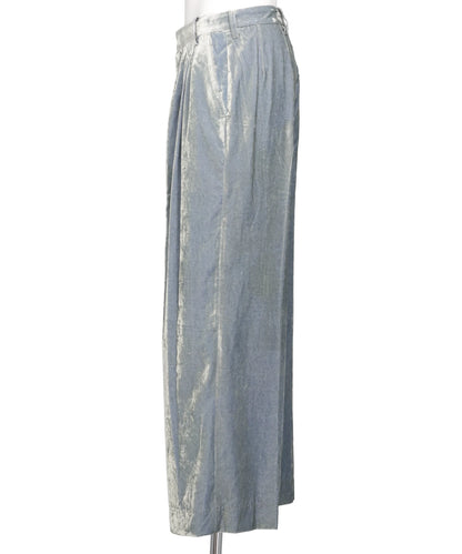 VELVET ACCORDION WIDE TROUSERS