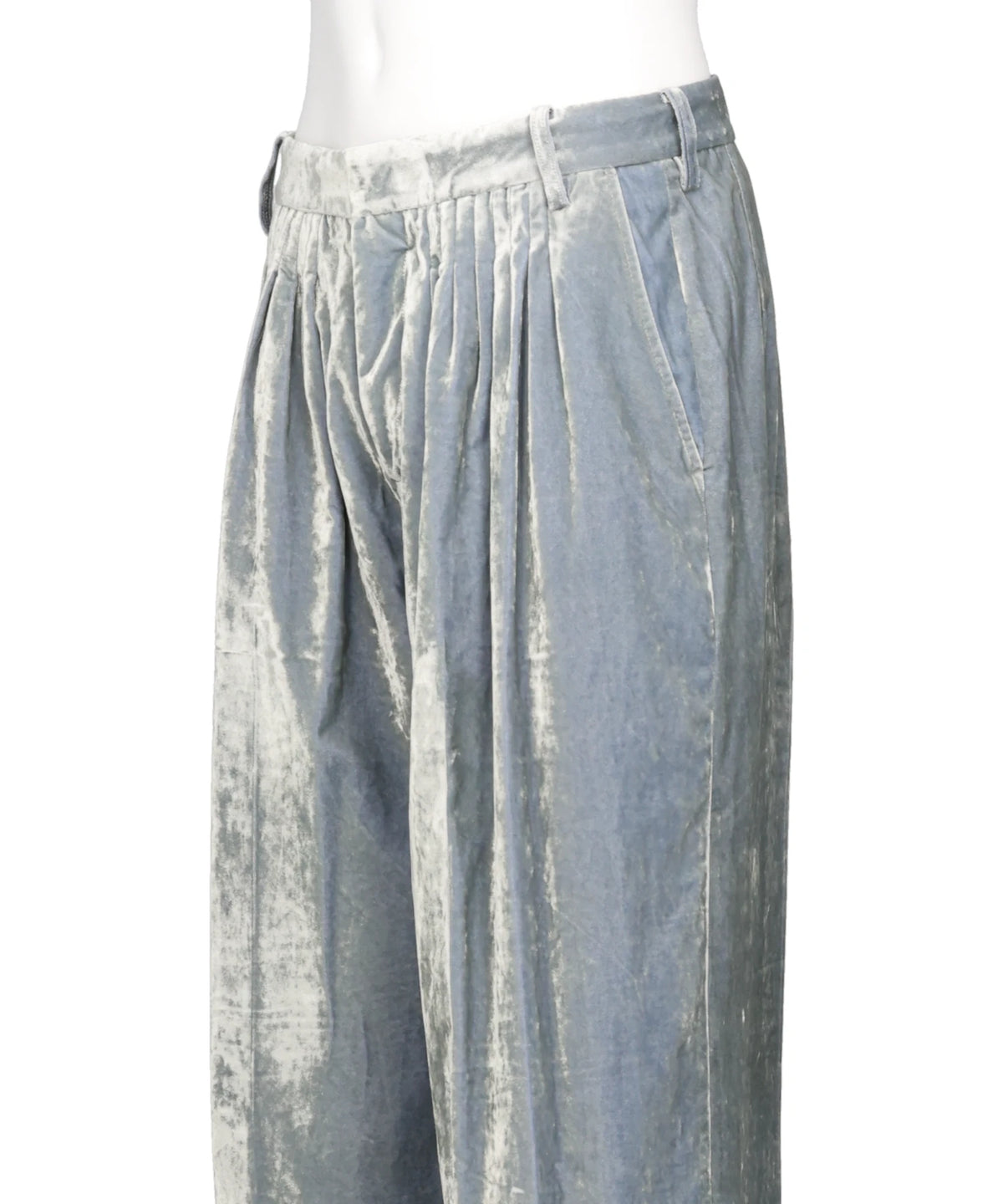 VELVET ACCORDION WIDE TROUSERS