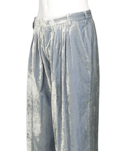 VELVET ACCORDION WIDE TROUSERS