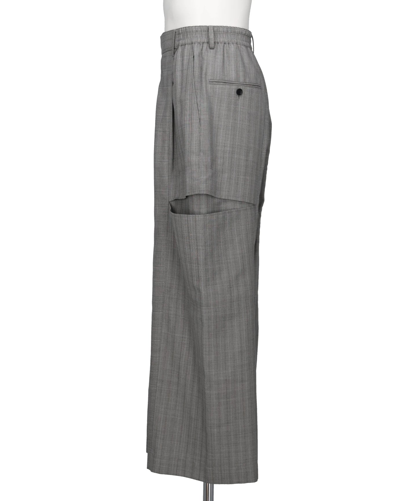 WOOL SILK SUITING TROMPELOEIL BOWPANTS