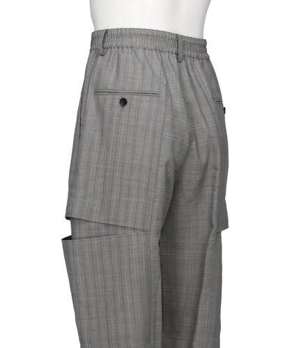 WOOL SILK SUITING TROMPELOEIL BOWPANTS