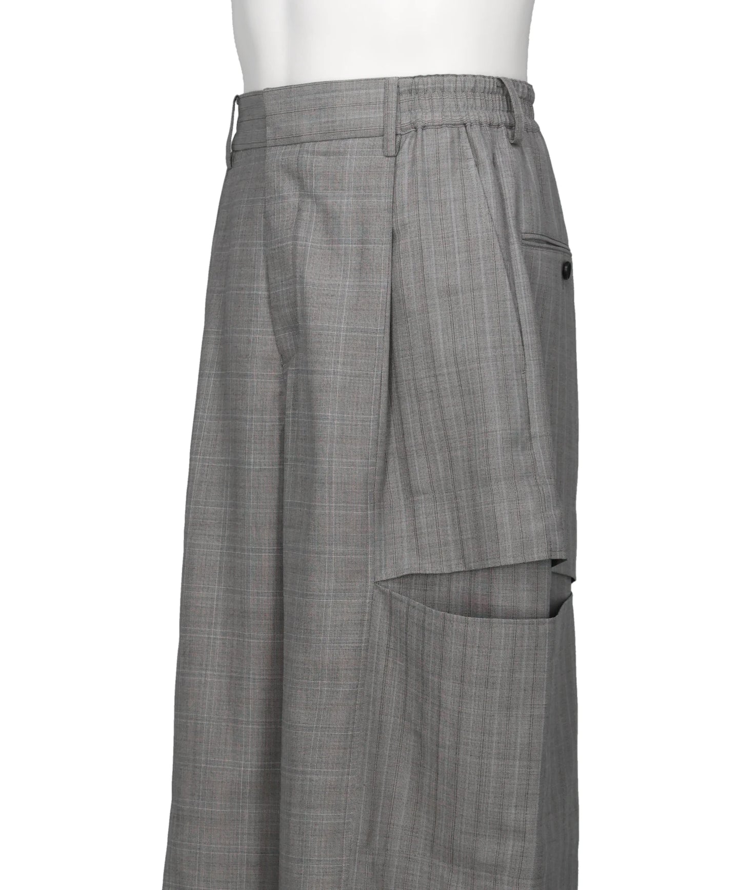 WOOL SILK SUITING TROMPELOEIL BOWPANTS