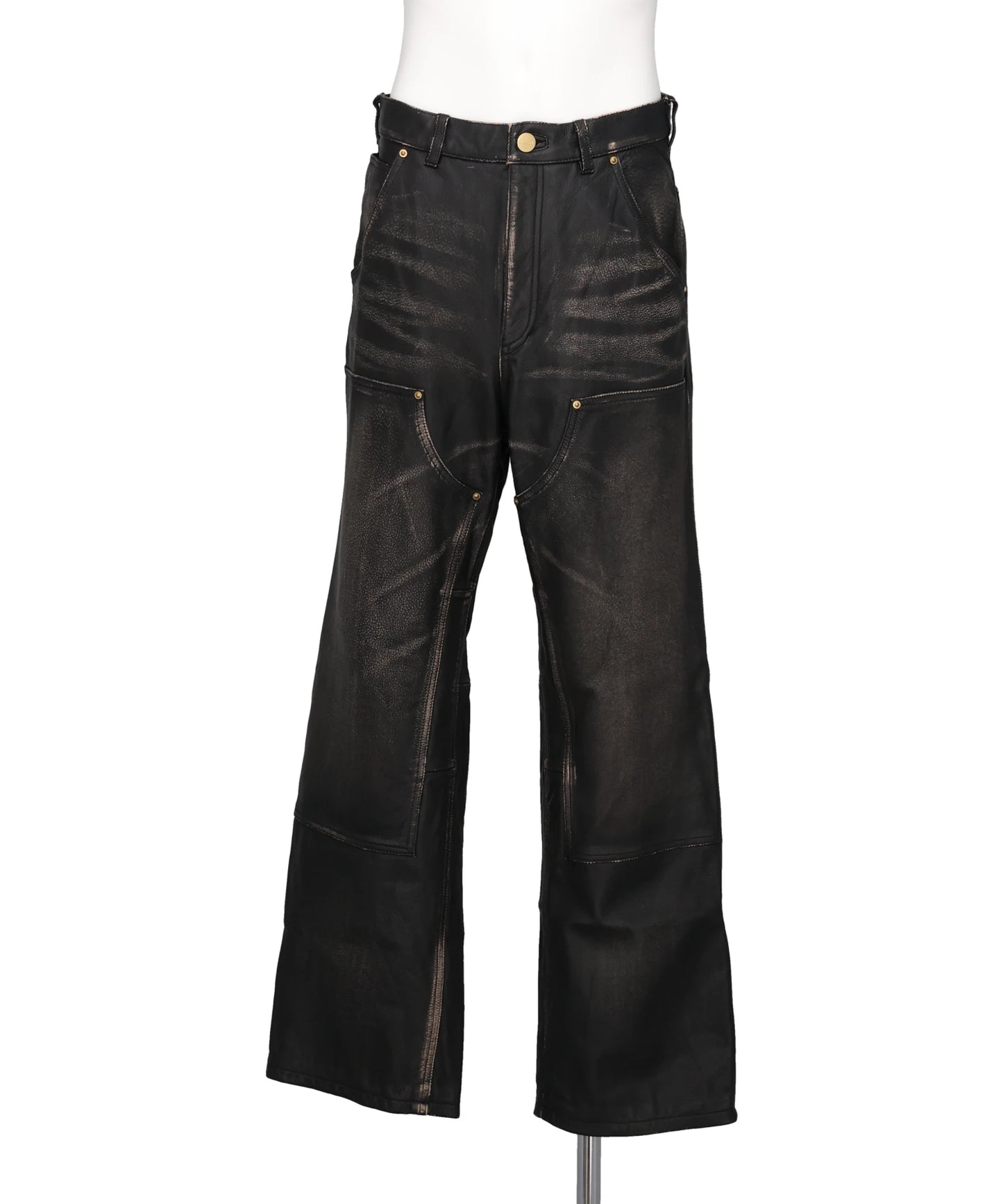 KAMIYA(カミヤ)　DISTRESSED LEATHER PAINTER PANTS