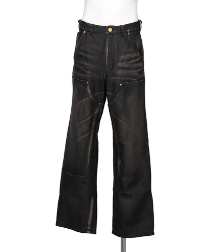 KAMIYA(カミヤ)　DISTRESSED LEATHER PAINTER PANTS