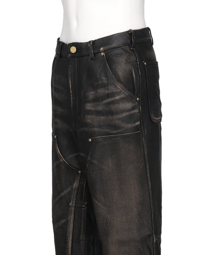 DISTRESSED LEATHER PAINTER PANTS