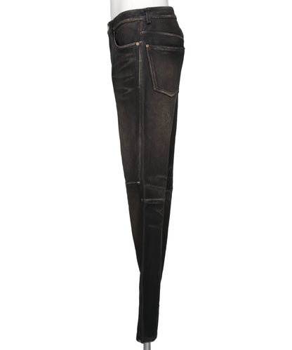 DISTRESSED LEATHER BOOTCUT PANTS